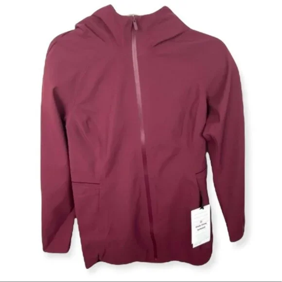 NWT Lululemon Glyde Along Softshell Rain Coat Burgundy Size 2 Waterproof‎ Jacket - Picture 4 of 14